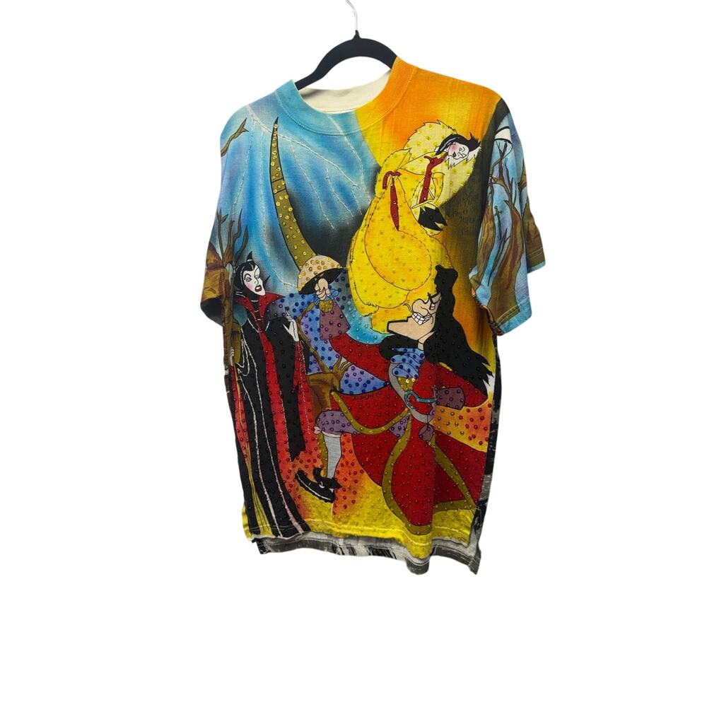 Vintage 90s Disney Villains AOP T Shirt medium Cartoon Art Rare Joujou